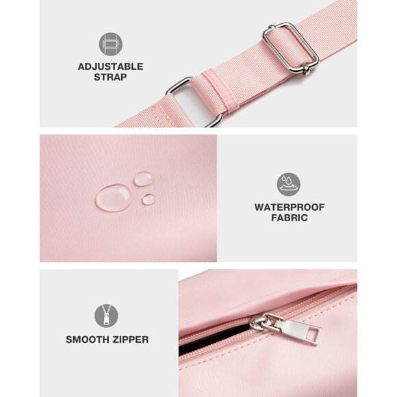 Pink Nylon Crossbody Bag for Women 10.2x3.9x5.1 Inch Small Shoulder Sling Purse - Picture 7 of 7